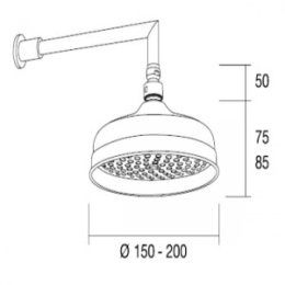 Верхний душ Душ верхний Margaroli Luxe 206, 206CR, 20х20 см, 1 режим струи, без держателя, хром (L206CR)