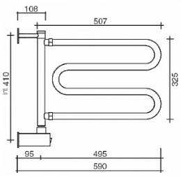 Фото Полотенцесушитель электрический Margaroli Vento 510 BOX 510CRB, высота 41 см, высота 59 см, хром