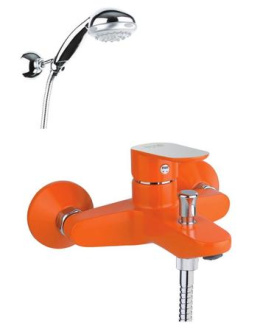 Смеситель Fiore Kevon Chic 81OX8150 для ванны, с душевым гарнитуром, оранжевый/ хром