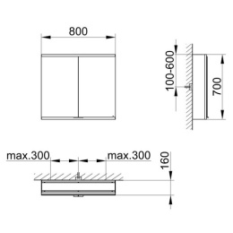Зеркальный шкаф Keuco Royal Modular 2.0 800211080100200, алюминий серебристый анодированный