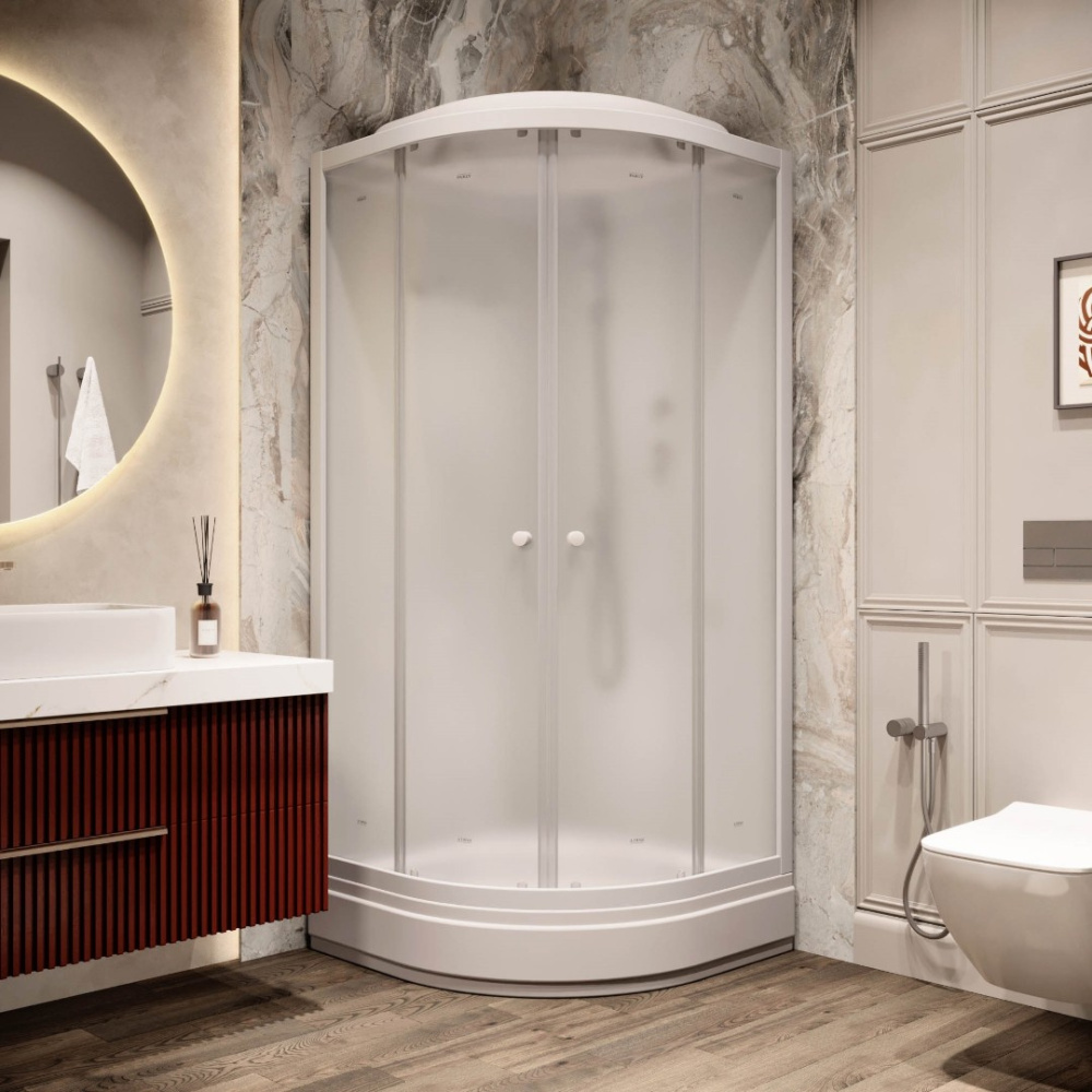 Фото Душевая кабина 85x85x215 Parly (BM86) белый, Без гидромассажа, ABS-пластик, Поддон средний