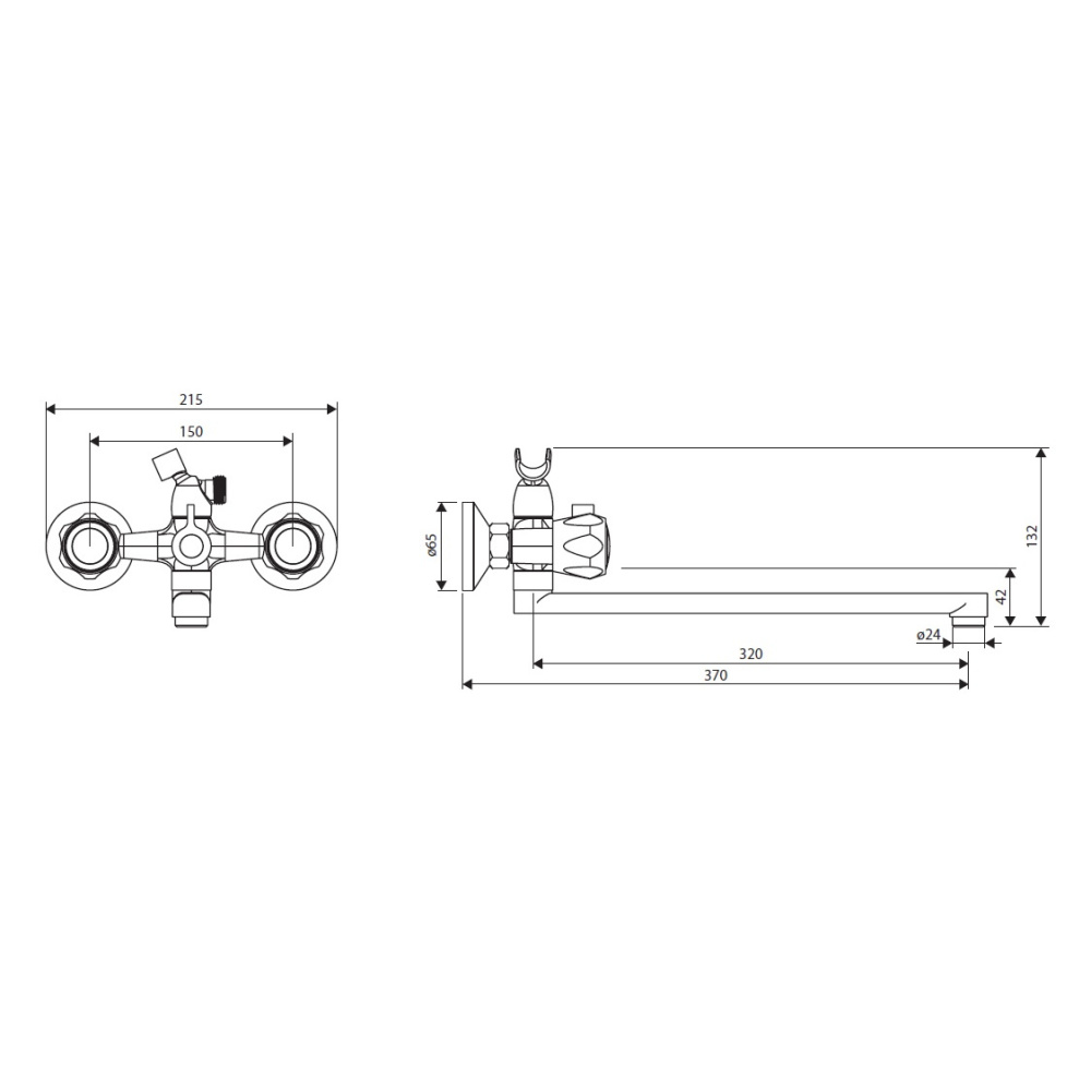 Dorff D7095000 Modern двухзахватный смеситель для ванны и душа с универсальным изливом и душевым наб