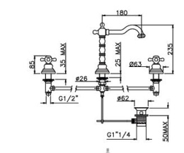 Смеситель для раковины высокий 1210012D0oro Vivaldi GATTONI