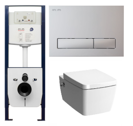 Инсталляция Am.Pm с безободковым унитазом Vitra Metropole 7672B003-1687 с функцией биде и сиденьем м