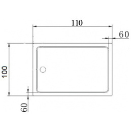 Поддон акриловый Cezares TRAY-A-AH-110/100-15-W, с сифоном в комплекте