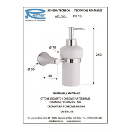 Фото Remer Delicata DE13CR Дозатор для жидкого мыла подвесной (белый | хром)