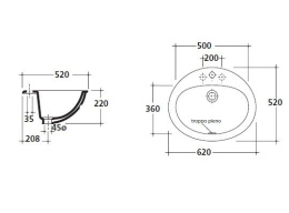 Фото Раковина встраиваемая 62 см Galassia  (6001)