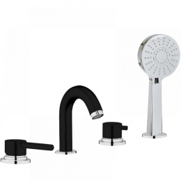 Фото Смеситель на борт ванны Webert Elio EL850701 Черный матовый / Хром