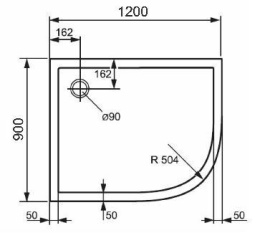 Душевой поддон Huppe PURANO 120 x 90 x h4 см, 202147.055, R504, из искусственного камня