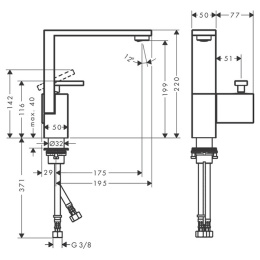 Фото Axor Edge 46020990 Смеситель для раковины 190 на 1 отв., с push/open донным клапаном, излив 175мм, ц