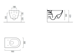 Унитаз подвесной GSI PURA ECO 880726 35 см х 55 см, Swirlflush, цвет Чёрный матовый