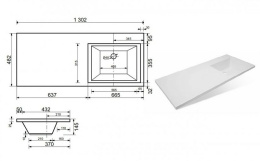 Фото Раковина Эстет Даллас 130 R ФР-00002167 над стиральной машиной Белая