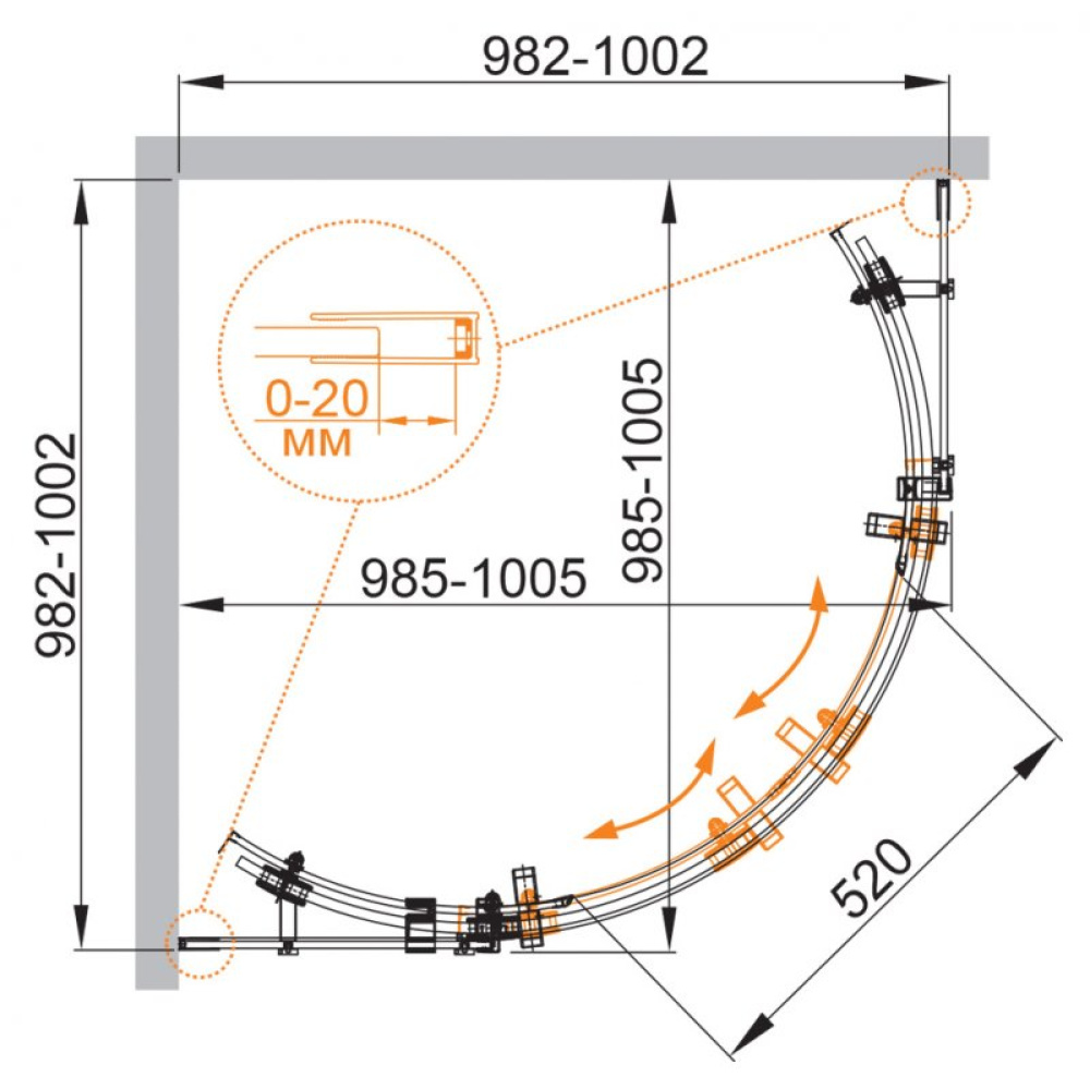 Фото Душевой уголок Cezares Stylus-M STYLUS-O-M-R-2-100-C-Cr, 100 x 100 см