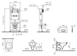 Инсталляция и унитаз Vitra S20 (9004B003-7204) белый