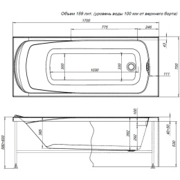Акриловая ванна 170x70 Aquanet (00204028), прямоугольная