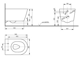 TOTO RP CW552Y+TC513F Подвесной безободковый унитаз с сиденьем и крышкой микролифт