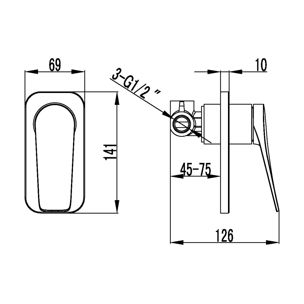 Смеситель для душа встраиваемый Lemark Bronx (LM3723BL) черный