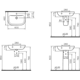 Раковина подвесная 60 см Vitra S20 (5503B003-0001) белый