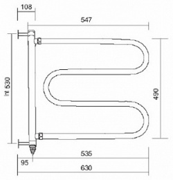 Фото Полотенцесушитель электрический Margaroli Vento 500CRC, высота 53 см, ширина 63 см, хром