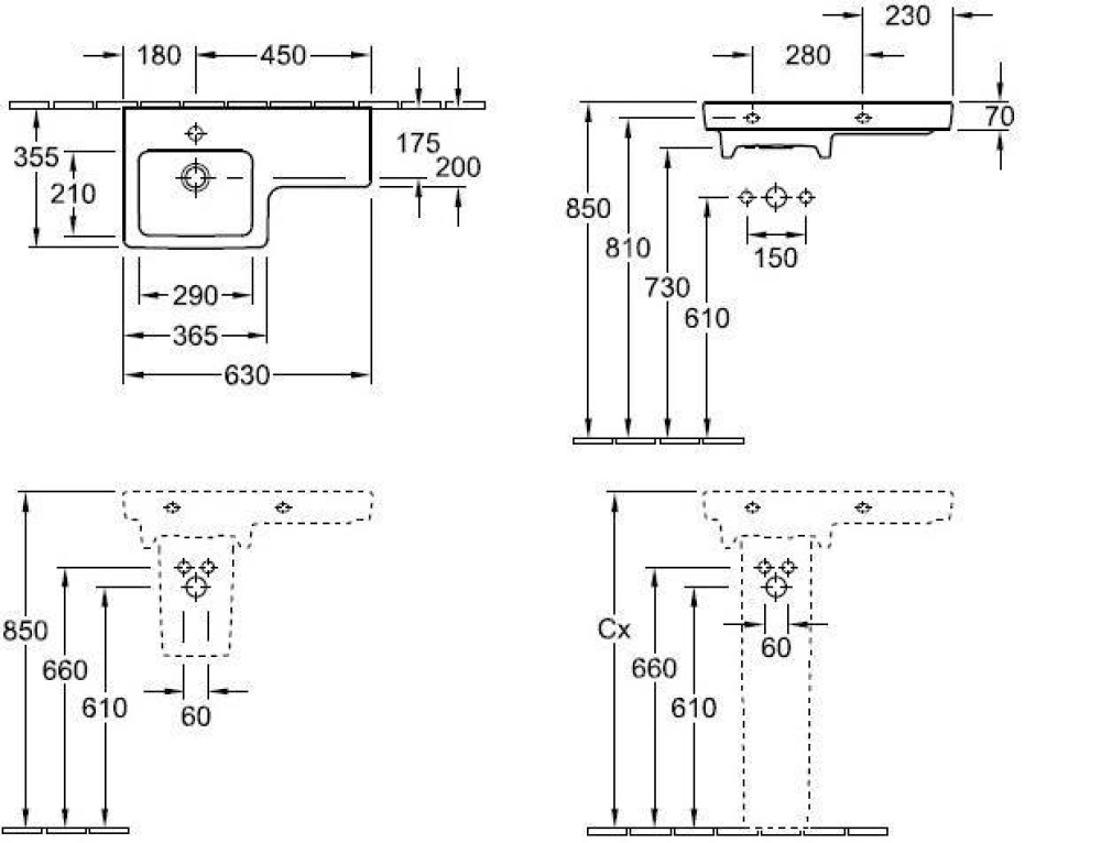 Фото Раковина 4115 6L R2 VILLEROY&BOCH SUBWAY 2.0, 630х355 мм