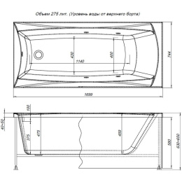 Акриловая ванна 170x75 Aquanet (00174333), прямоугольная