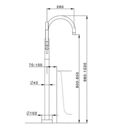 Фото Внешняя часть напольного смесителя для ванны Cisal Less New LN01420021, хром