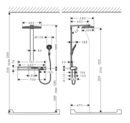 Фото Душевая система с термостатом 27168400 Hansgrohe Rainmaker Select (белый, хром)
