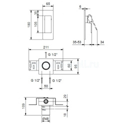 Фото Внутренняя часть встраиваемого смесителя Fantini 44 00 M063A