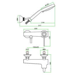 Фото Смеситель Fiore Koko 87CR5543 для душа, с душевой лейкой