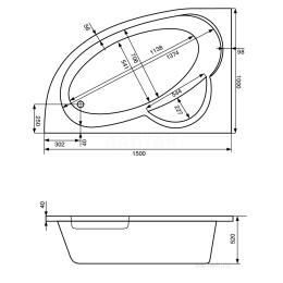 Акриловая ванна 150x100 Santek (1.WH30.2.394), асимметричная