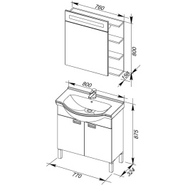 Мебель для ванной Aquanet Адель 80 черный