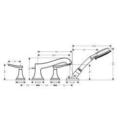 Смеситель на борт ванны на 4 отверстия 31441000 Hansgrohe Metropol Classic (хром)