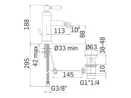 Смеситель для биде Mamoli Country 52910000005K с донным клапаном на 1 вых, Matt black