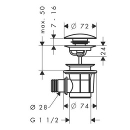 Донный клапан Hansgrohe (50107000) хром
