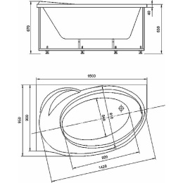 Акриловая ванна 150x95 Aquatek (BET150-0000042), асимметричная