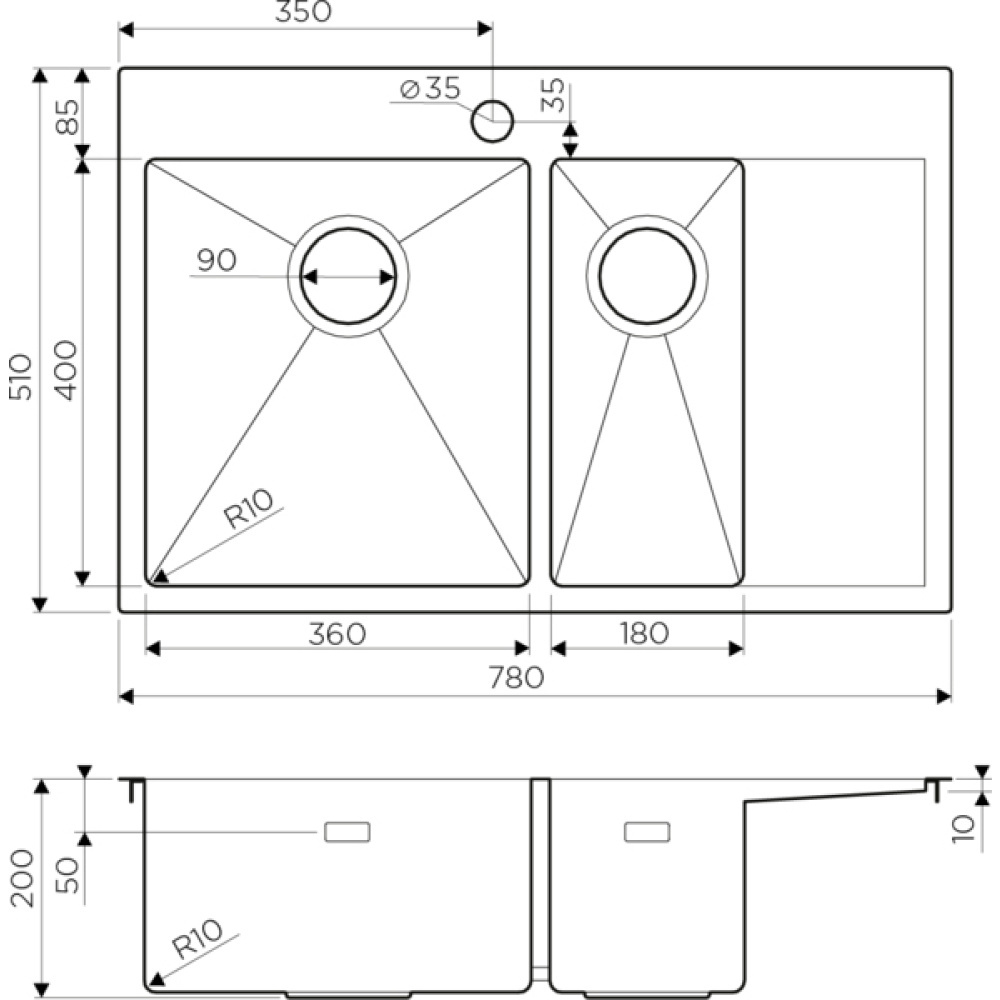 Кухонная мойка Omoikiri Akisame 78-2-GM-L (4973101) вороненая сталь