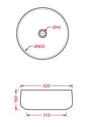 Раковина накладная 42 см ArtCeram Cognac (COL001 05 00 bi matt) белый