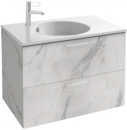 Тумба под раковину Jacob Delafon Odeon Rive Gauche 80 см, EB2522-R5-NR4, цвет белый мрамор, ручки хр
