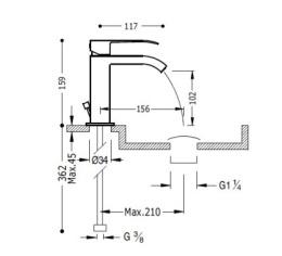 Фото Смеситель однорычажный для умывальника Tres Cuadro Exclusive 00610101BM белый матовый
