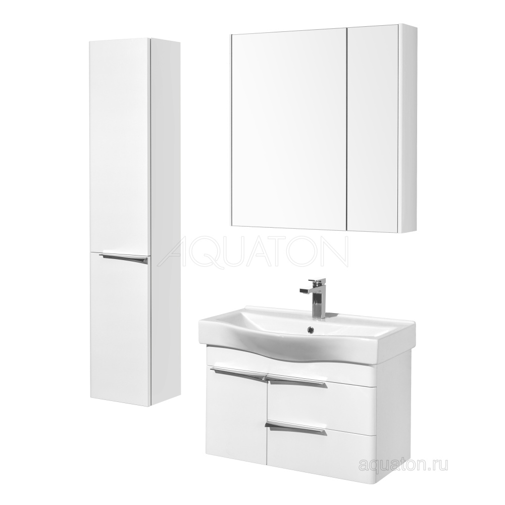 Фото Зеркальный шкаф Aquaton Беверли 80 белый 1A237102BV010