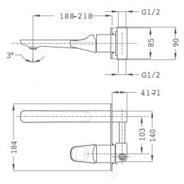 TEKA Sense 914910200  Смеситель для умывальника настенный (на планке), скрытого мотажа, на 2 отверст
