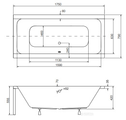 Фото Акриловая ванна 175x80 Besco (WAQ-175-PK), прямоугольная