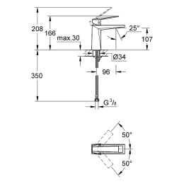 Grohe 23033Al0 Allure Brilliant Смеситель для раковины, гладкий корпус, темный графит/матовый
