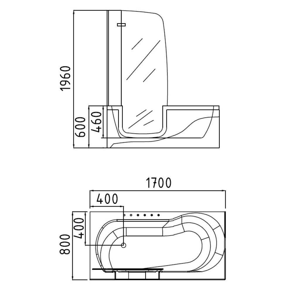 Акриловая ванна 170x80 Gemy (G9246 B L), прямоугольная