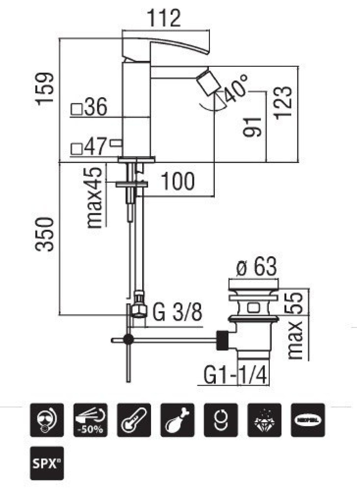 Фото NOBILI Ray RY00119/1CR Смеситель для биде (хром)