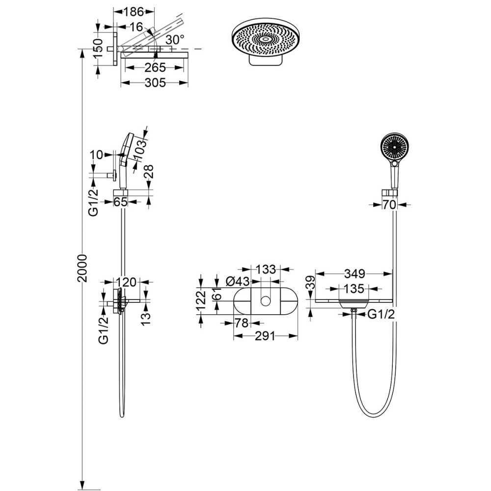 Душевой комплект Vincea (VSFW-2F12TMB) черный матовый