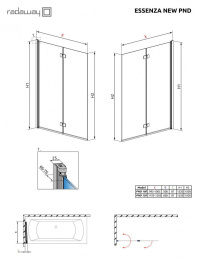 Фото Шторка на ванну Radaway Essenza New PND 100 L профиль Хром стекло прозрачное 207210-01L