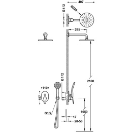 Фото Душевая система с однорычажным встроенным смесителем Tres Base Plus 21698001