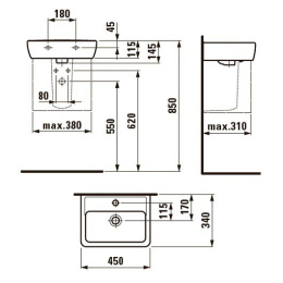 Мини-раковина Laufen Pro 8.1195.1.000.104.1 45*34 см