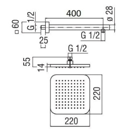 NOBILI Loop AD138/42CR_AD139/79CR Верхний душ с кронштейном (хром)